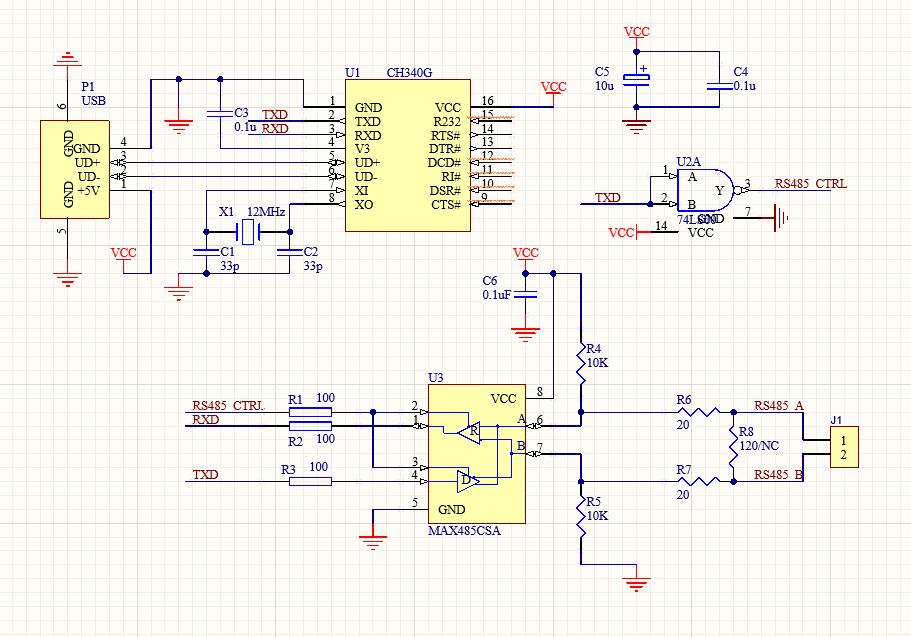 CH340G的RS485电路