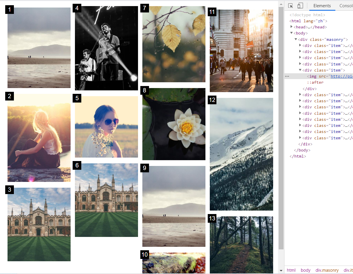 Pure CSS to achieve waterfall flow layout - Programmer Sought