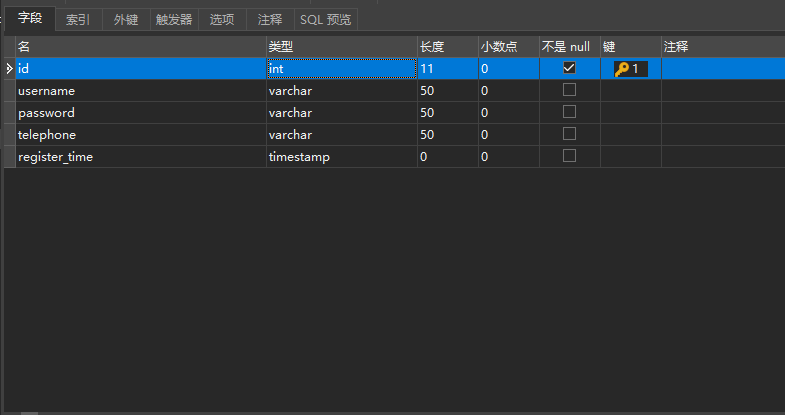 t_user表格