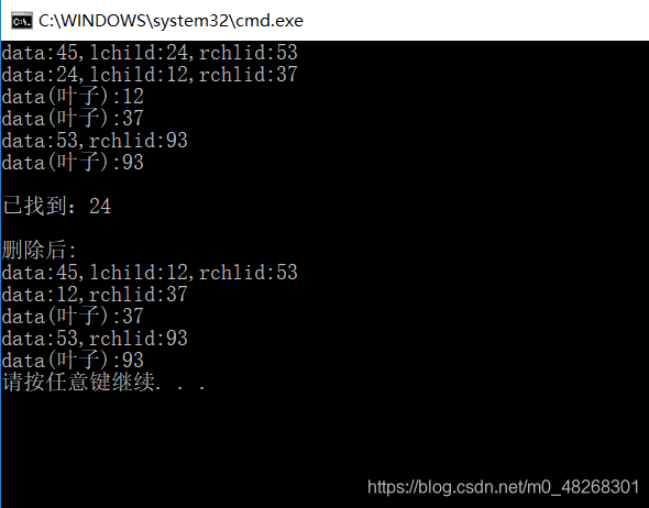 二叉排序树C/C++代码实现