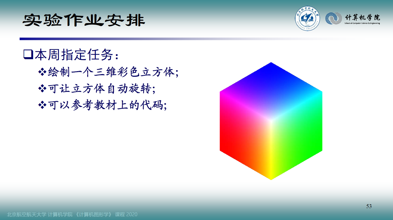 Opengl绘制三维彩色立方体并实现自动旋转 Jeremyzhao1998的博客 Csdn博客