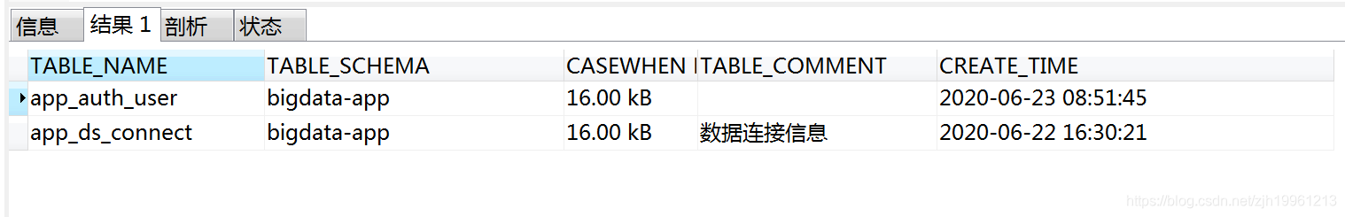 表详细信息