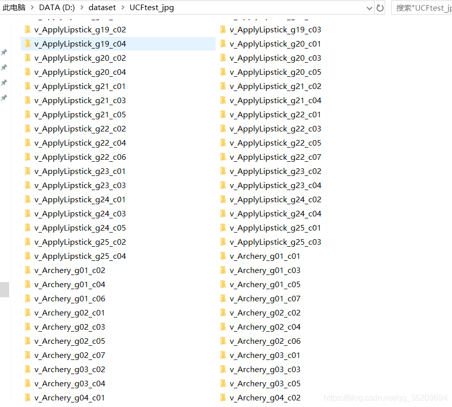 以视频名命名的所有文件夹都放在UCFtest_jpg下