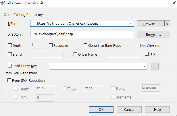 填写复制远程仓库URL