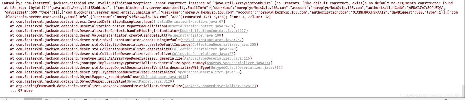 Redis Could Not Read JSON Cannot Construct Instance Of Java Util