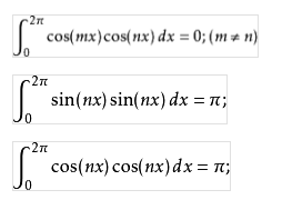 三角函数族的正交性用公式表示出来