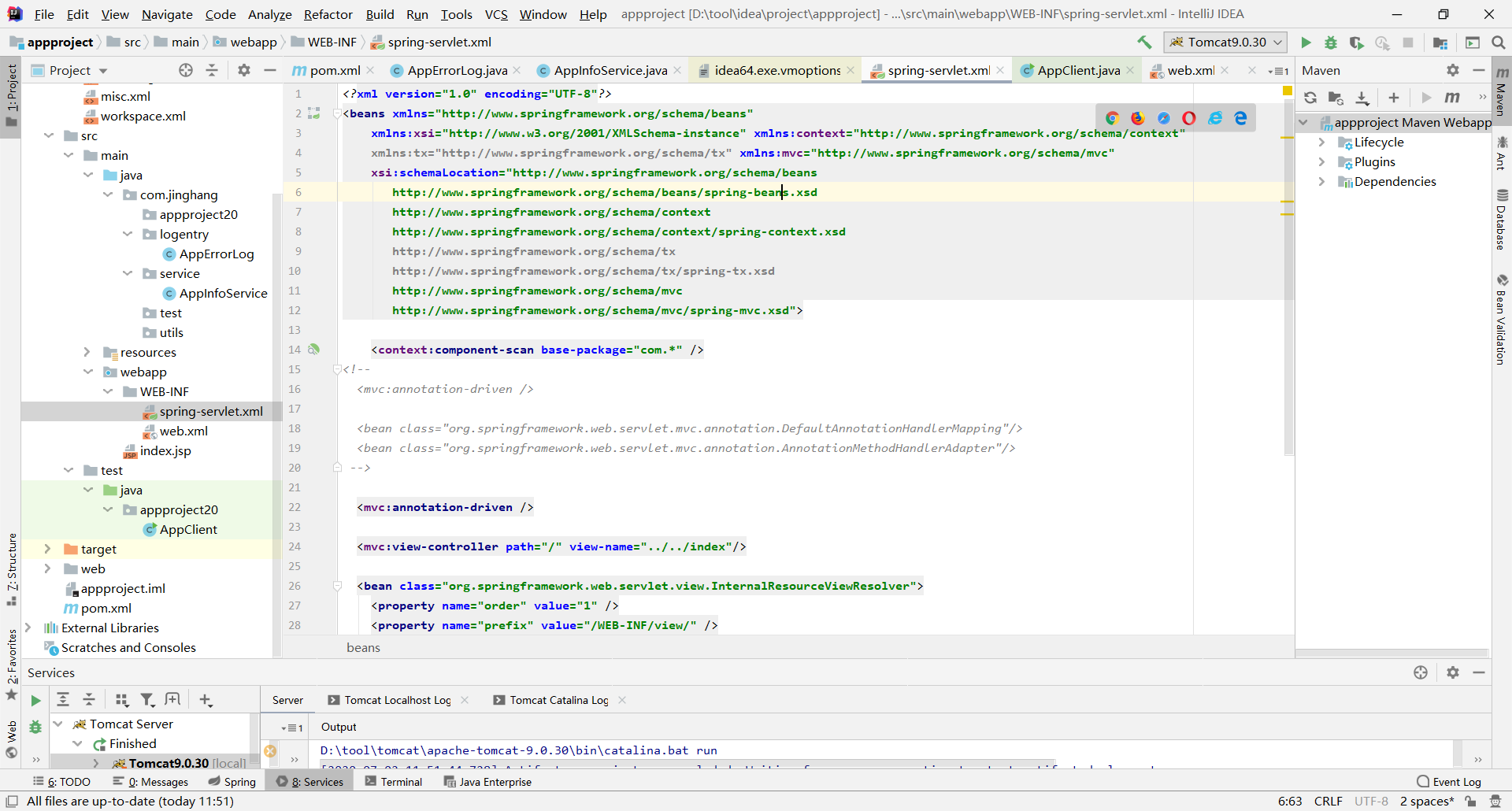 springservlet.xml文件xmInstx= “http//www.