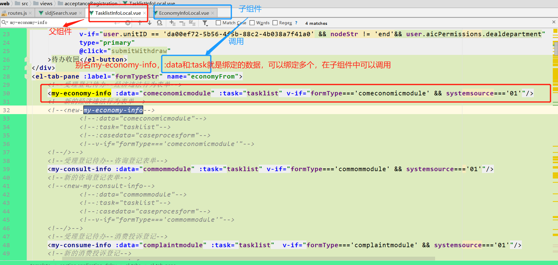 图三：爸爸给儿子穿了两件衣服，data和task,(俗称绑定数据)