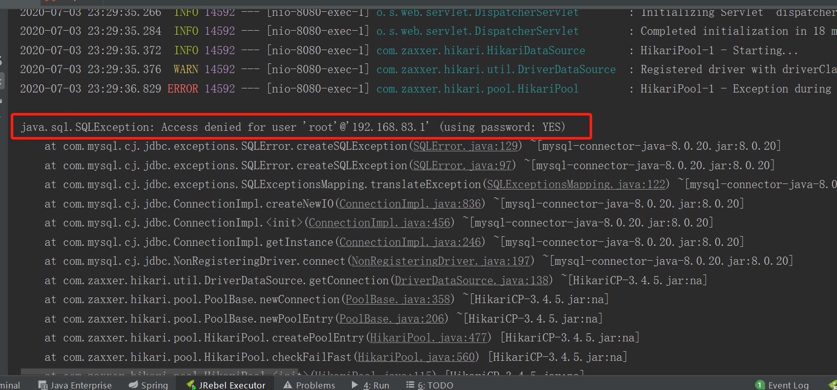 javaWeb-springboot[坑]报:Access denied for user 'root'@'192.168.83.1' (using  password: YES)错误_程序猿与汪的博客-CSDN博客