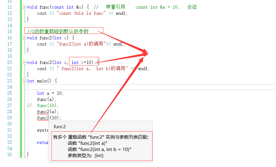 C++ 函数重载碰到默认的参数