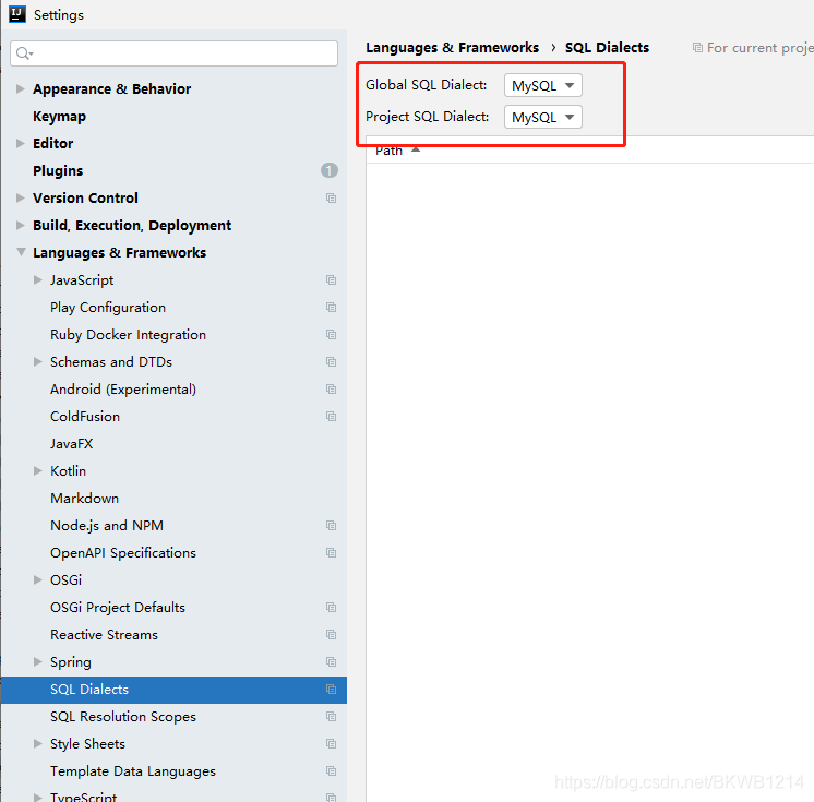 指定SQL Dialect为MySQL