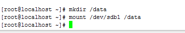 在输入zai在根目录创建、datazuomkdir /data，在根目录创建/data作为此分区的挂载点，输mount /dev/sdb1 /data，将分区挂载到目录下，通过df - h,可以看到挂载成功这1里插入图片描述