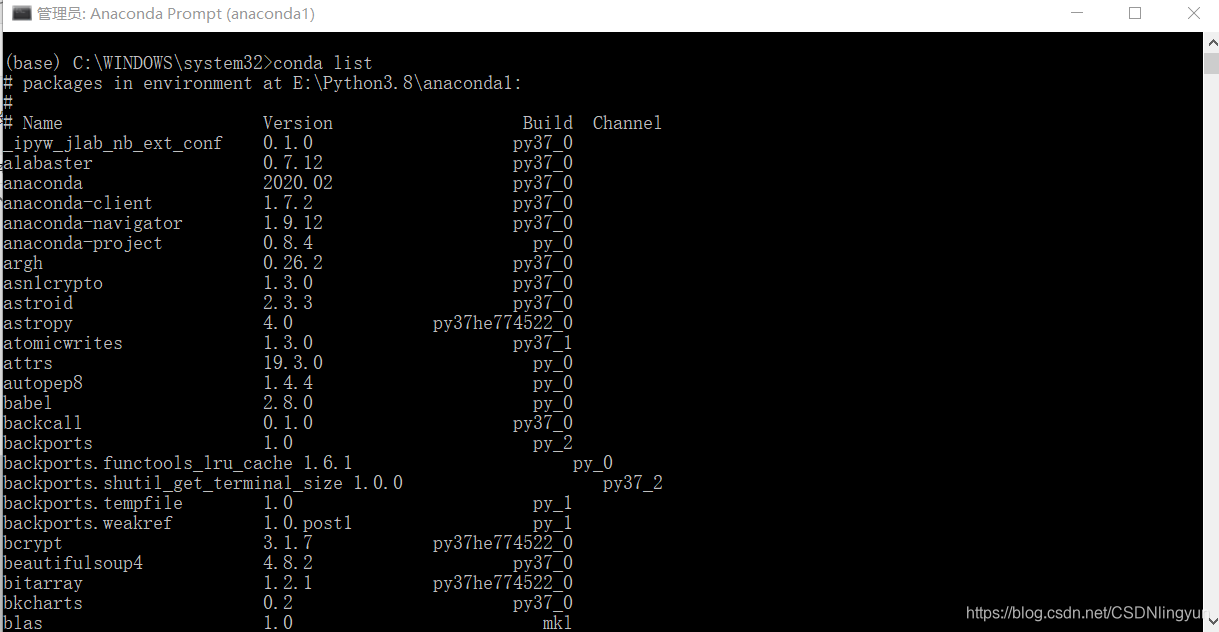 输入conda list即可