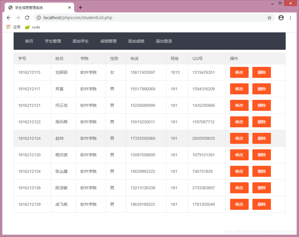 PHP学生成绩管理,使用MySQL数据库,界面简洁,适合当做学生期末课设作业,有数据库和PHP文件源码,没有使用任何框架,都是使用简单的PHP ...