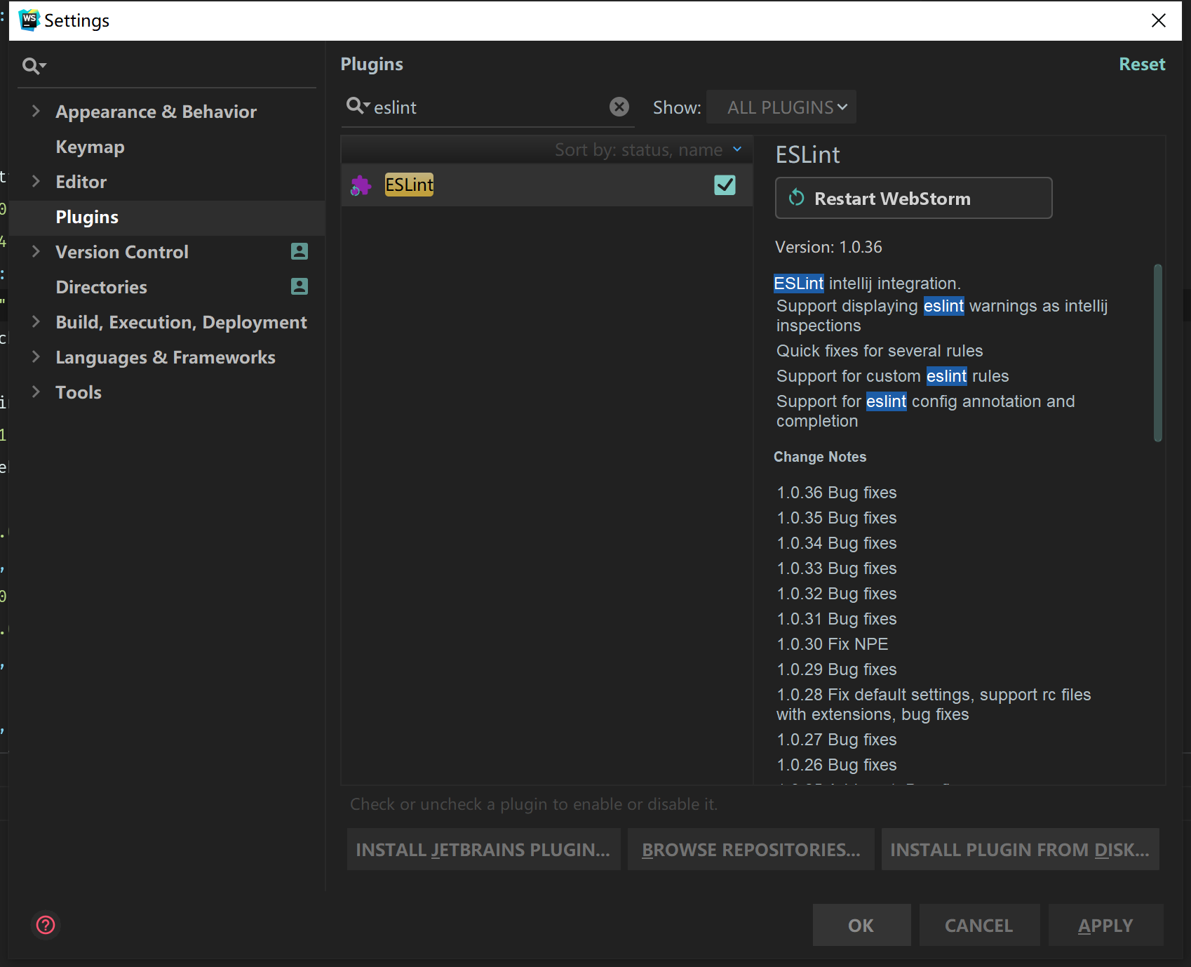 webstorm eslint