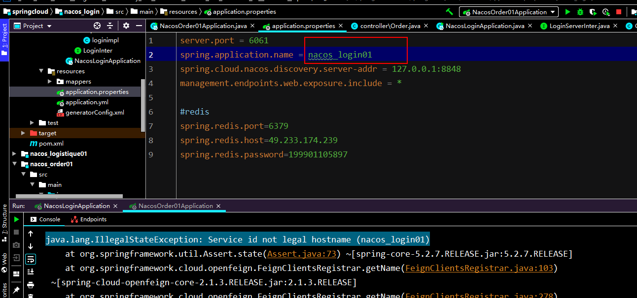 java.lang.IllegalStateException Service id not legal hostname (nacos