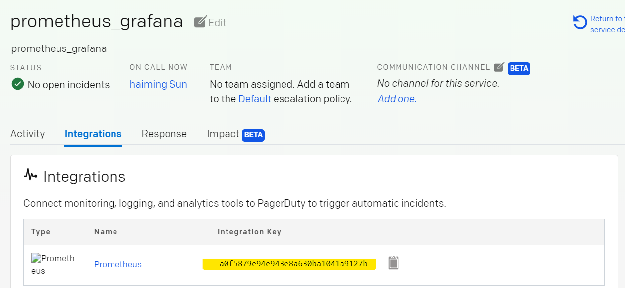 Pagerduty - prometheus - grafana测试告警的使用方法