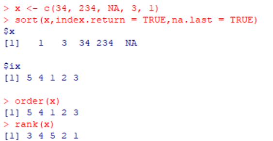 rank函数与order函数、sort函数的区别