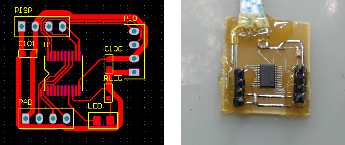 ▲ 核心板的PCB设计和焊接后的实验板