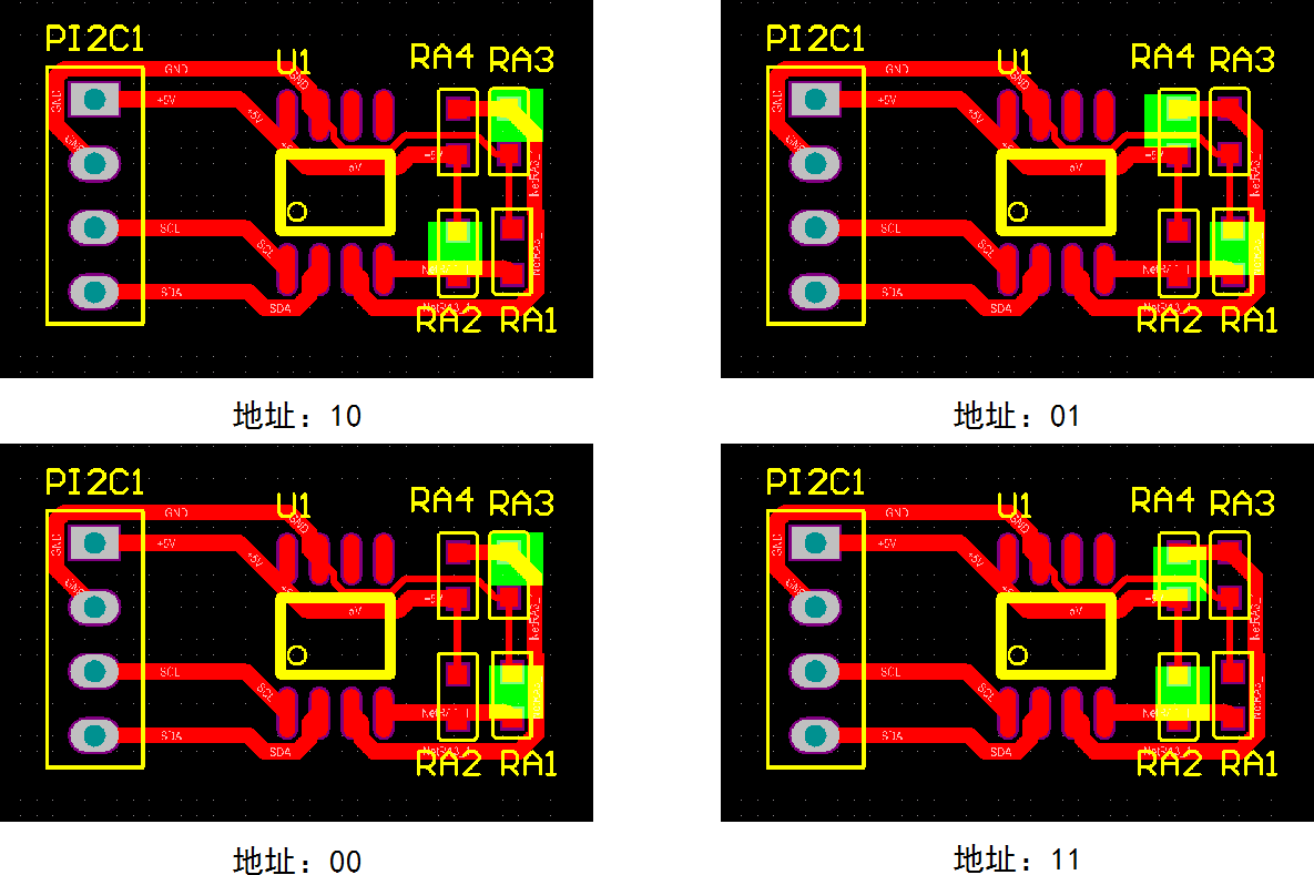 ▲ ADT7410地址设置通过RA1234