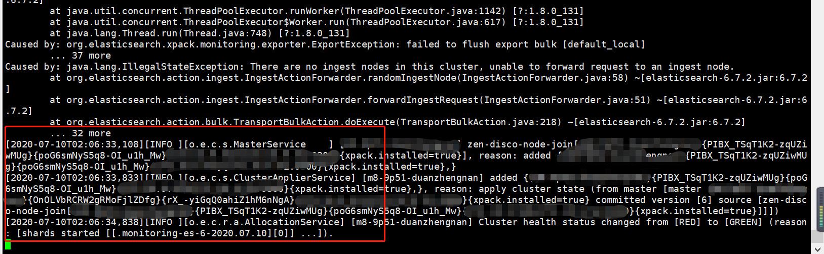 解决 org.elasticsearch.xpack.monitoring.exporter.ExportException failed