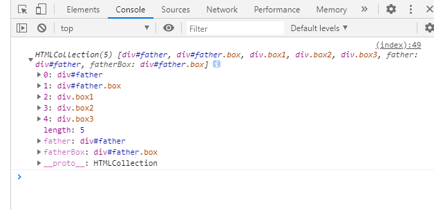 console.log(document.getElementsByTagName(“div“))图示