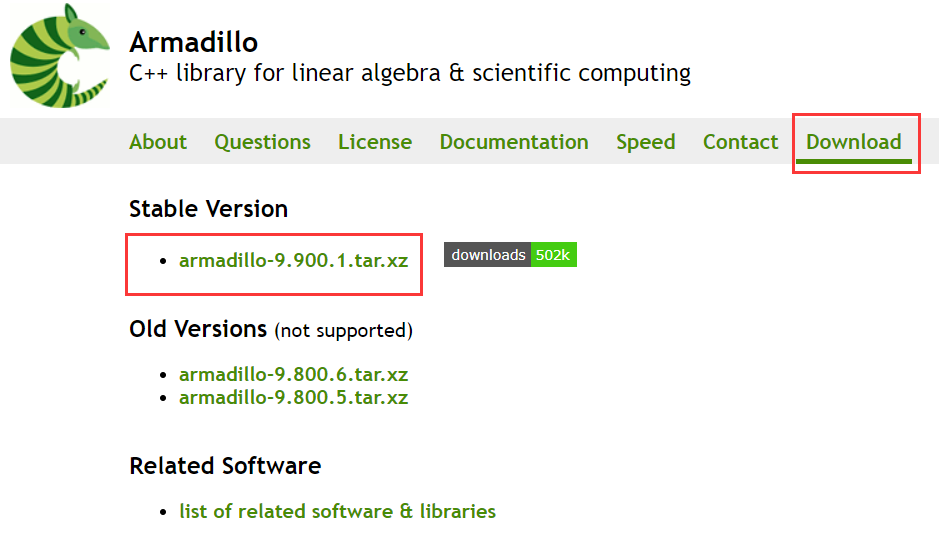 Armadillo Download page图片