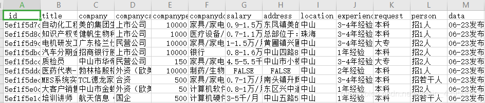 爬取的数据如下