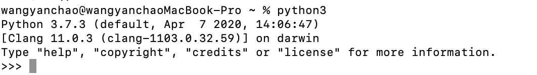 安装完成输入python3