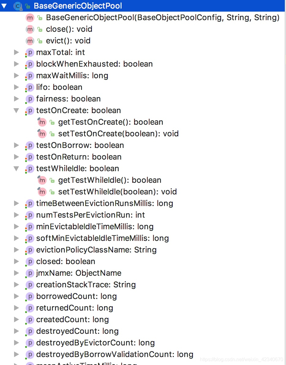 BaseGenericObjectPool内部属性方法定义