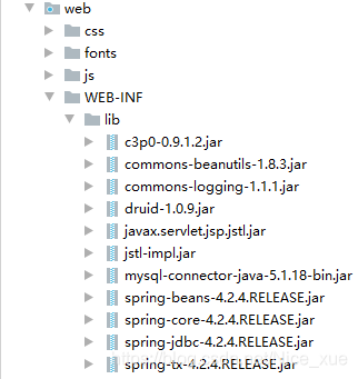 在WEB-INF目录下导入依赖JAR包