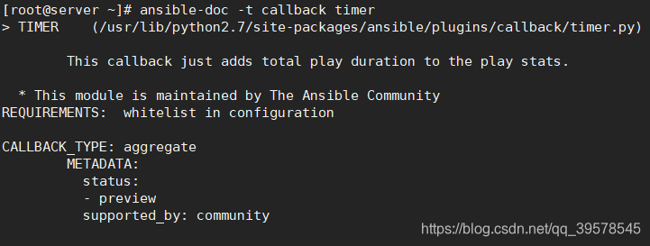 ansible-doc -t callback timer