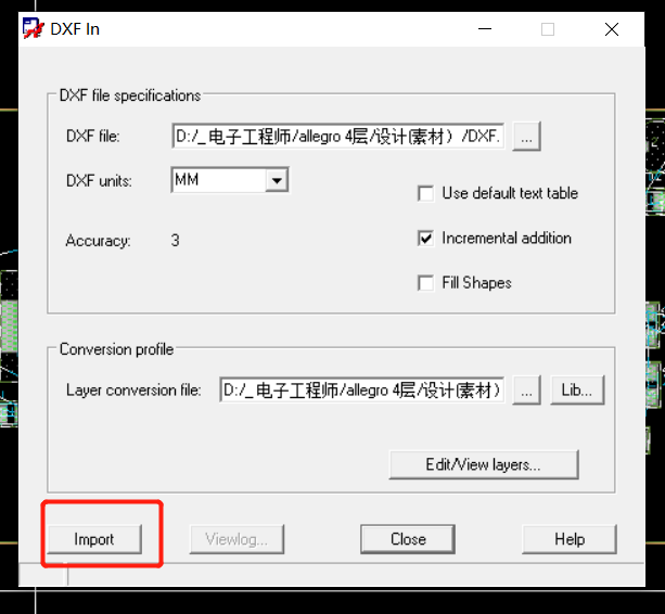 cadence allegro - 导入DXF文件 ……F_3d data has been found in this dxf file ...