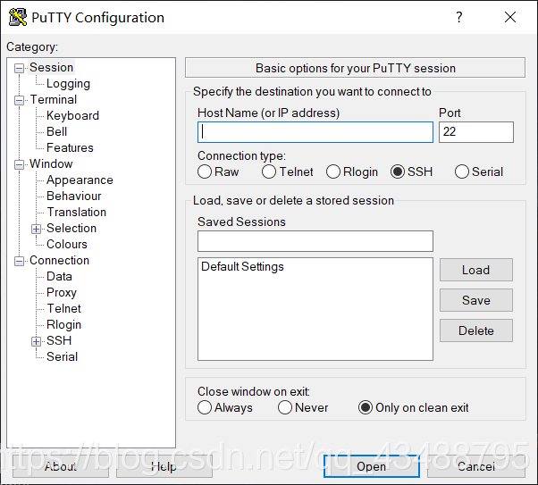 putty登录界面