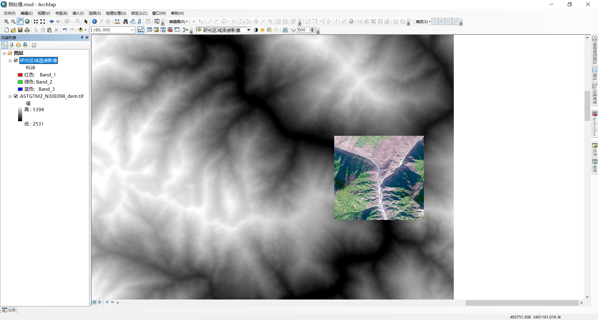 研究区域遥感影像