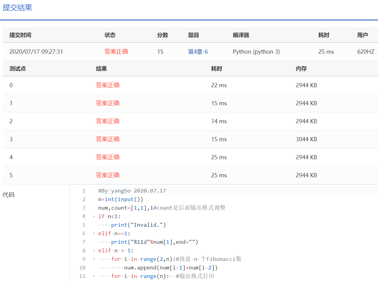 【Python】 第4章-6 输出前 n 个Fibonacci数 (15分)_本题要求编写程序,输出菲波那契(fibonacci)数列的前n项 ...
