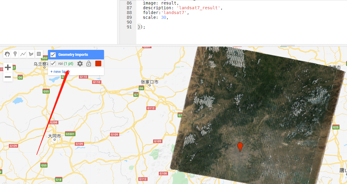 5秒钟用google earth engine(GEE)填补Landsat7条带问题_锐多宝的地理 