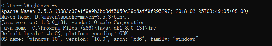 mvn -v查看maven版本号