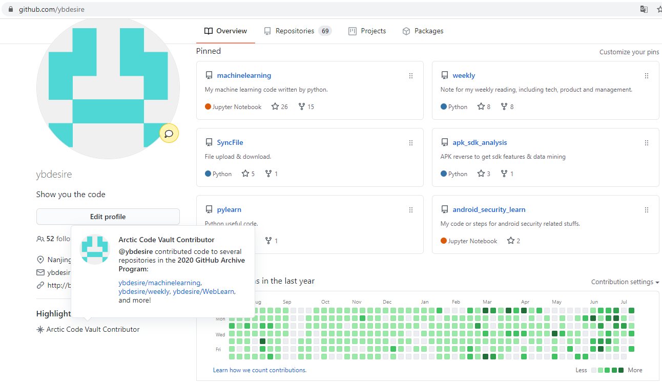 获得了Arctic Code Vault Contributor勋章CSDN博客