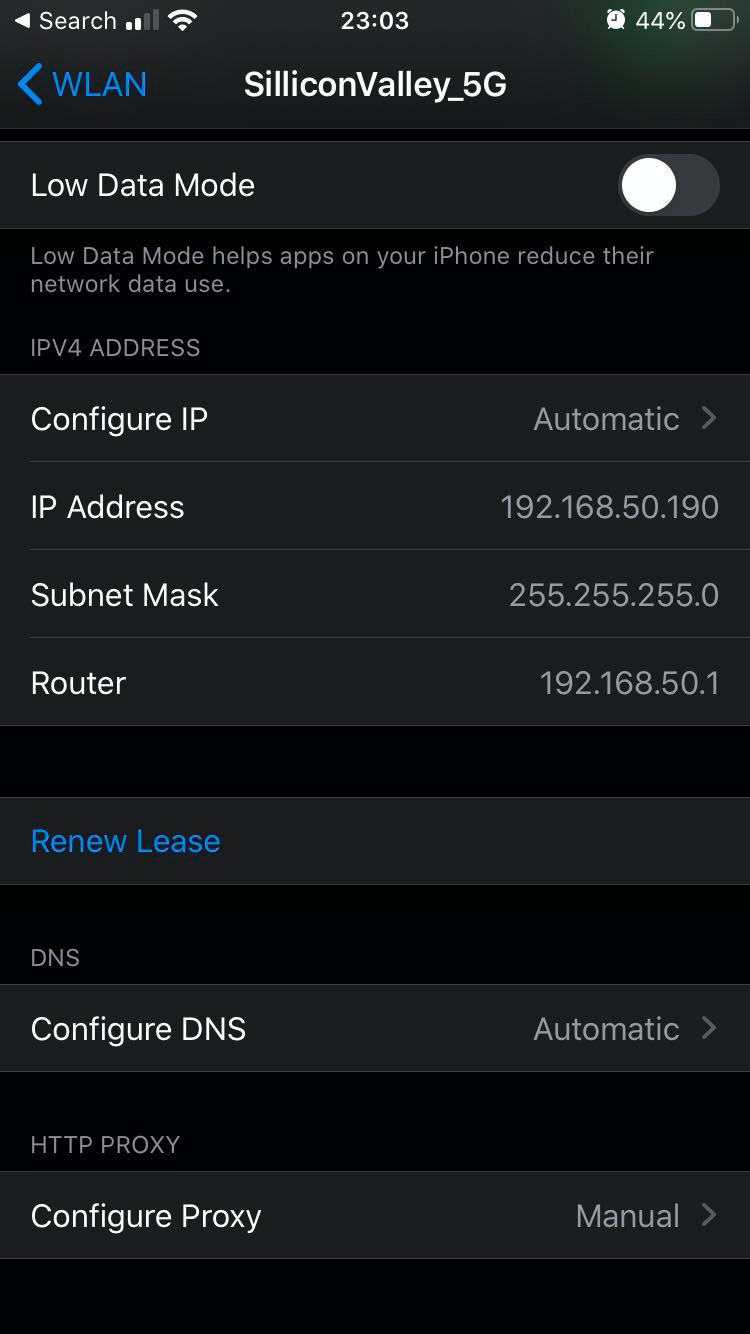 iphone添加代理, 點擊wifi 》 configure proxy查看mac ip地址port