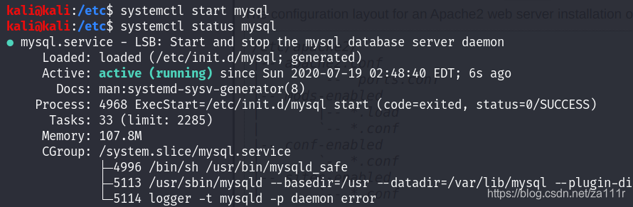 MySQL start