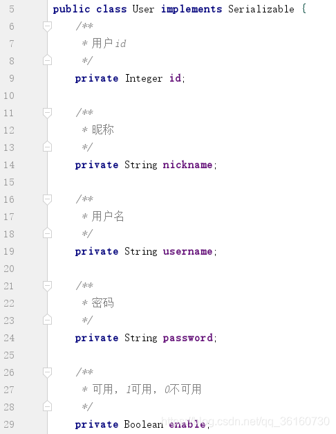 生成的Model类