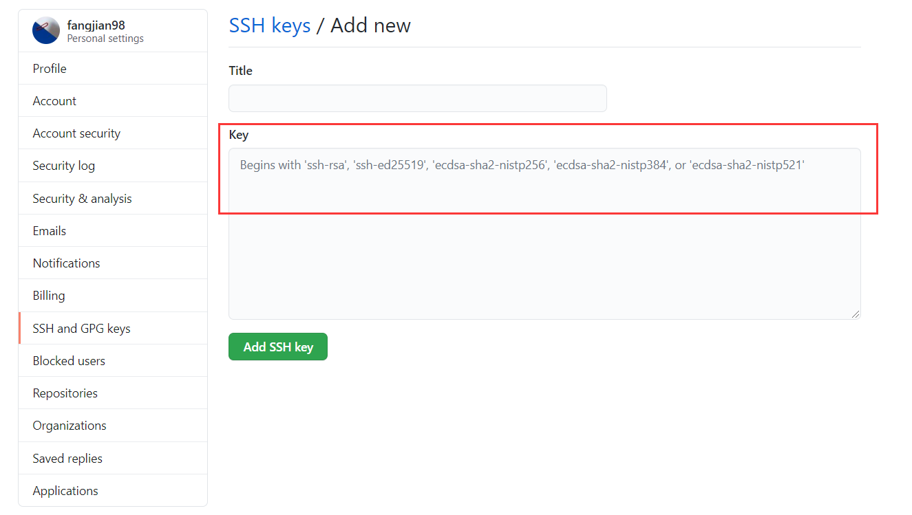 GitHub Add SSH keys