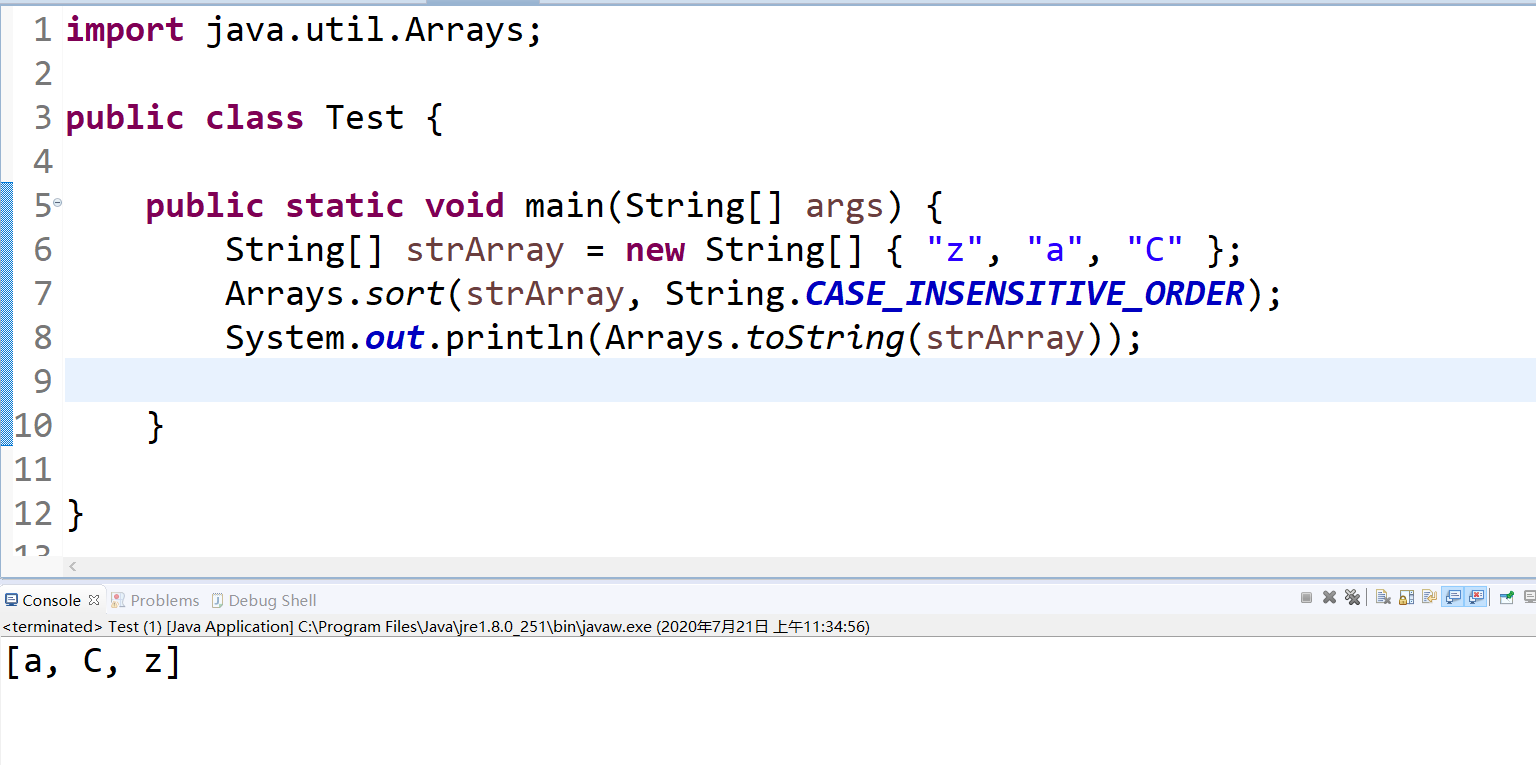 利用 Arrays.sort 字符串 进行排序 完全按字符 排序 忽略字符大小写_arrays.sort对字符串排序-CSDN博客