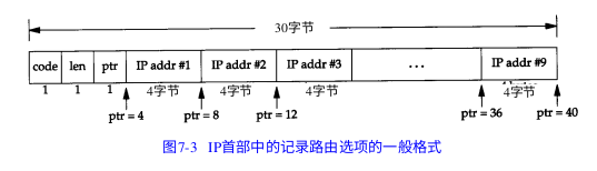 The general format of routing options recorded in the IP header