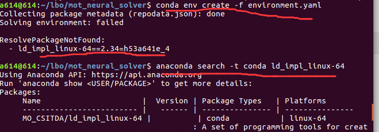 anaconda create environment resolvepackagenotfound