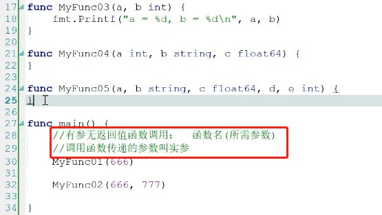 有参无返回值函数：普通参数列表