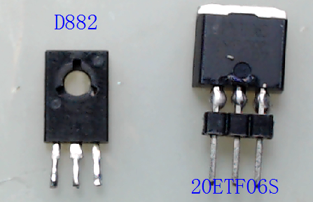 ▲ 电路中的两个半导体器件 | D882 , 20ETF06S