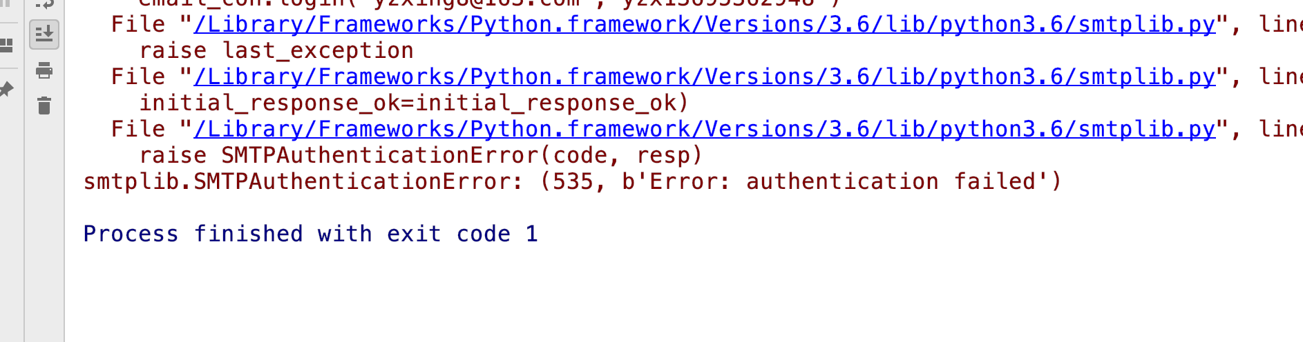 163邮箱报错535:smtplib.SMTPAuthenticationError: (535, B‘Error ...