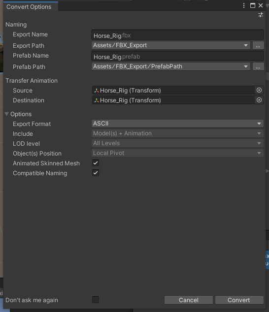 unity export prefab as fbx